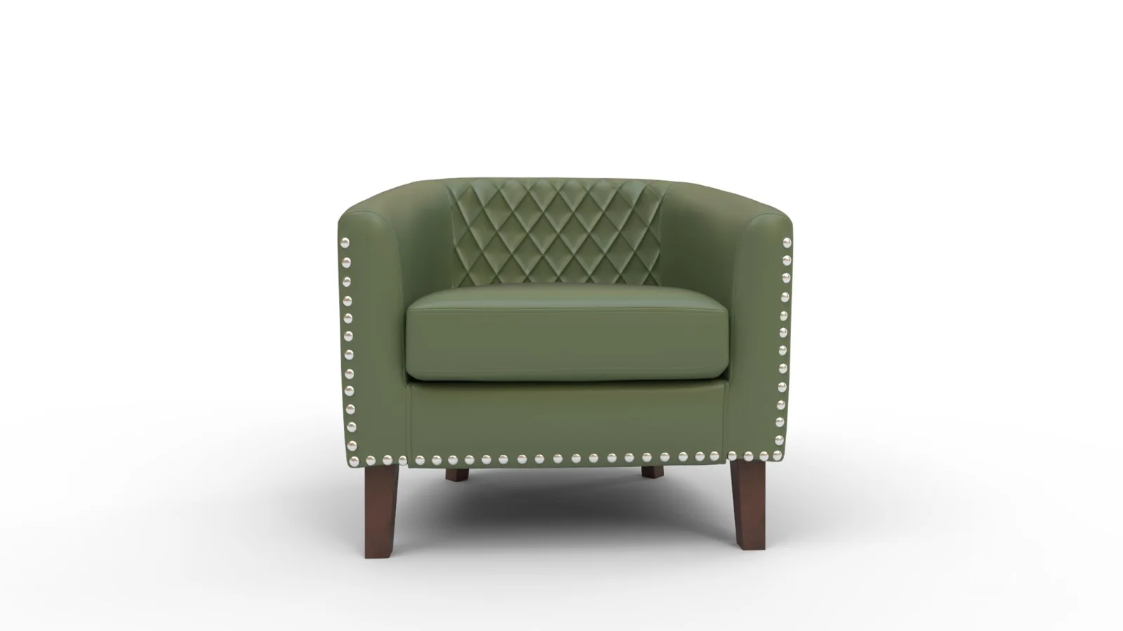Leather Barrel Accent Chair - Image 1