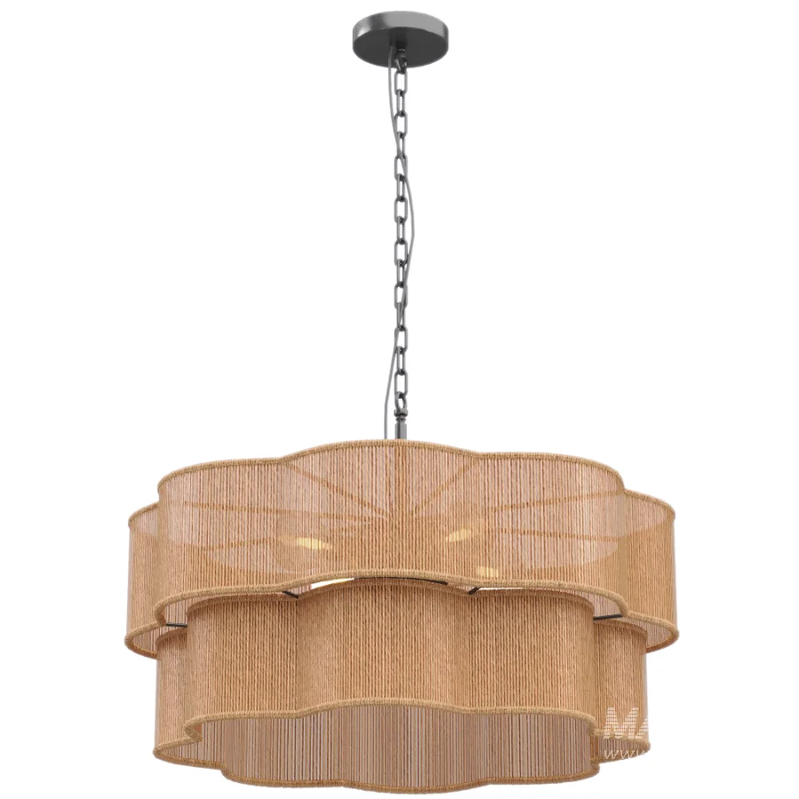 Light Scalloped Rope Drum Chandelier - Image 1