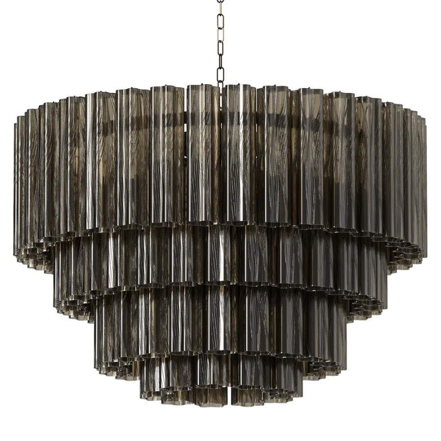Murano Glass Cylinder Chandelier Fumato EL152 - Image 3