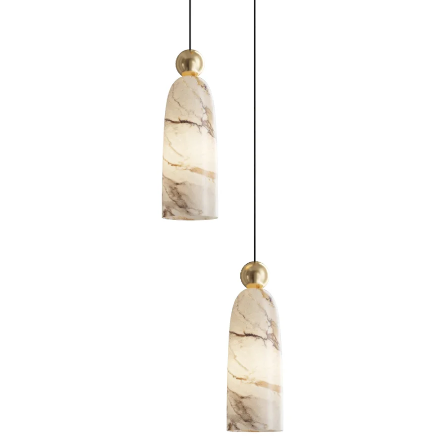 Figure Alabaster Pendant Lamp 2 heads - Image 1