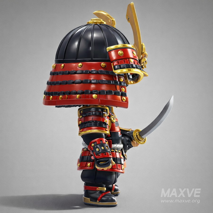 Chibi Samurai Warrior – Stylized Japanese Armor - Image 8