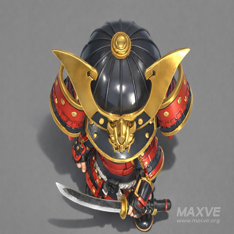 Chibi Samurai Warrior – Stylized Japanese Armor - Image 3