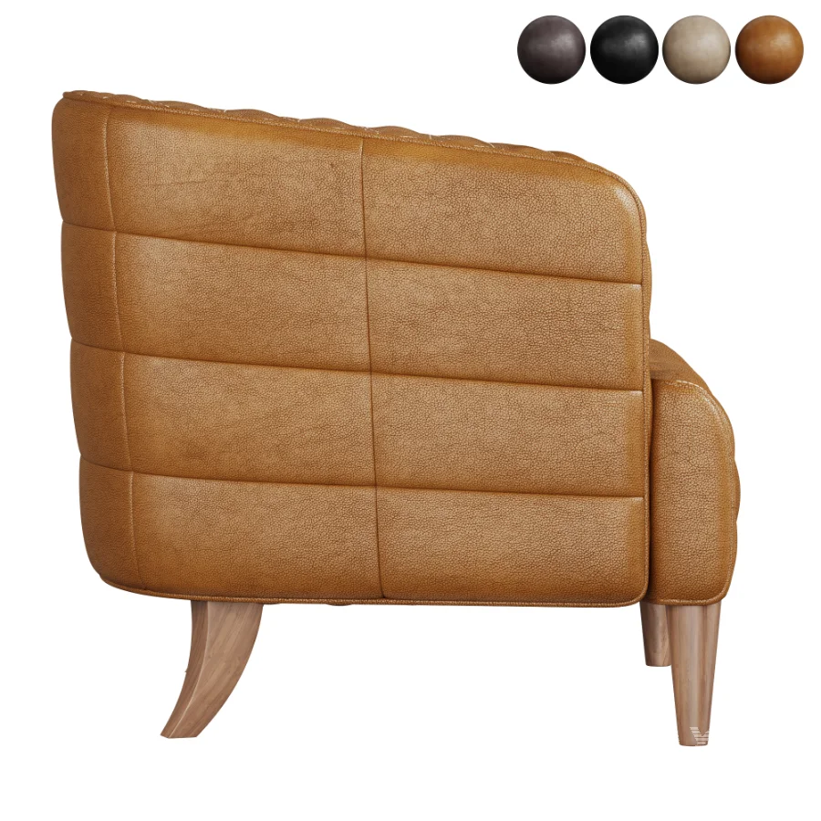 Magdelan brown tufted leather armchair - Image 3