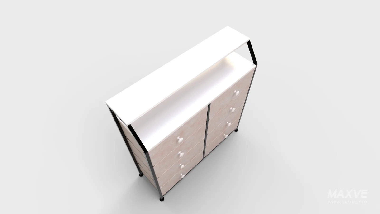 Dresser for Bedroom with Shelves Faux Leather - Image 2