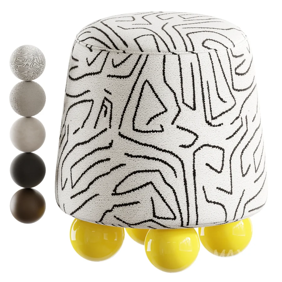 Wakonda Pouf with Yellow Round Legs - Image 1