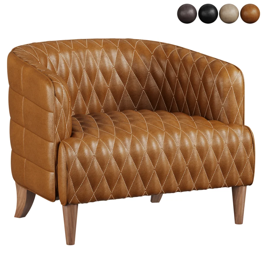 Magdelan brown tufted leather armchair - Image 5