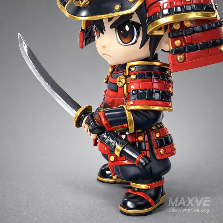 Chibi Samurai Warrior – Stylized Japanese Armor - Image 5