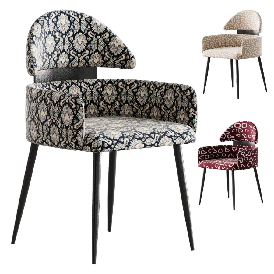 Contemporary Ink Steel Arm Chair - Image 1
