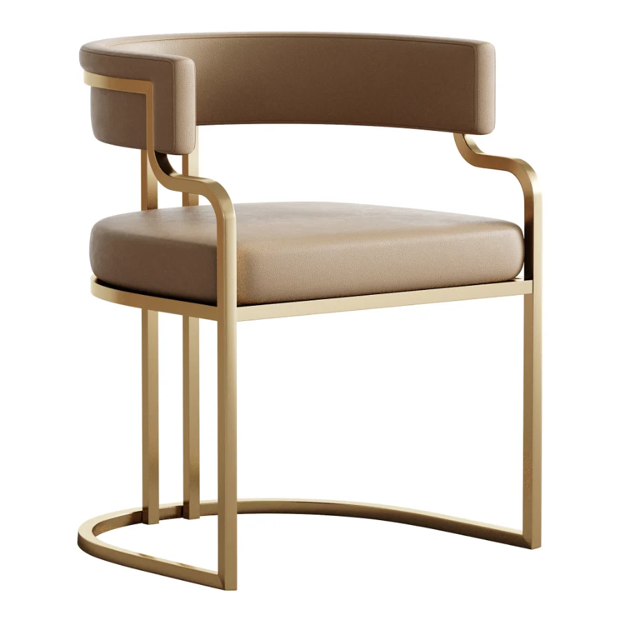 Faux Leather Dining Chairs Glam Style Open Back Armless Chair - Image 2