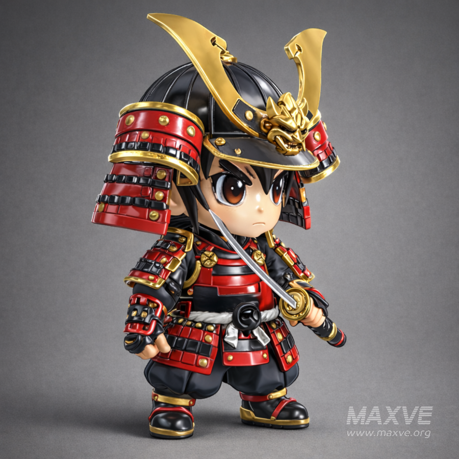 Chibi Samurai Warrior – Stylized Japanese Armor - Image 4