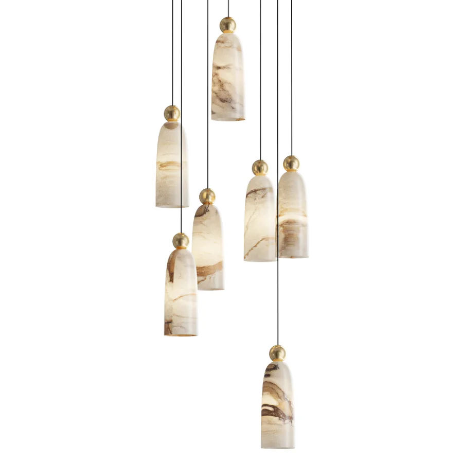 Figure Alabaster Pendant Lamp 7 heads - Image 1