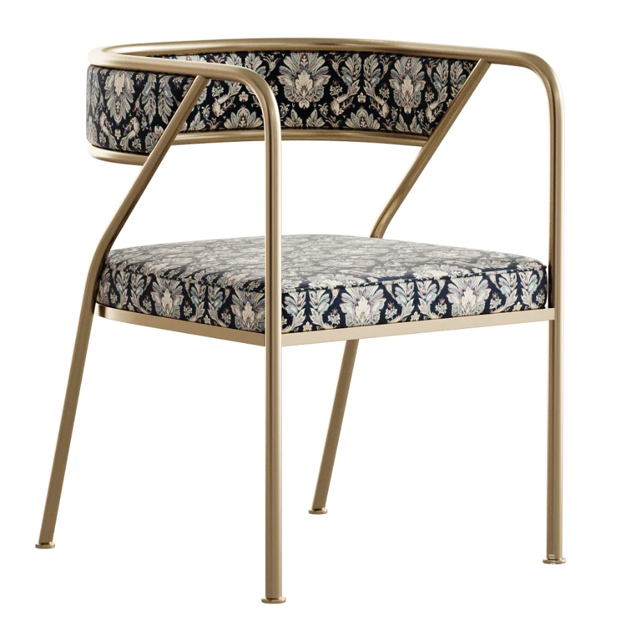 Dining Room Glam Chair Gold Legs Velvet Arm Chair - Image 1