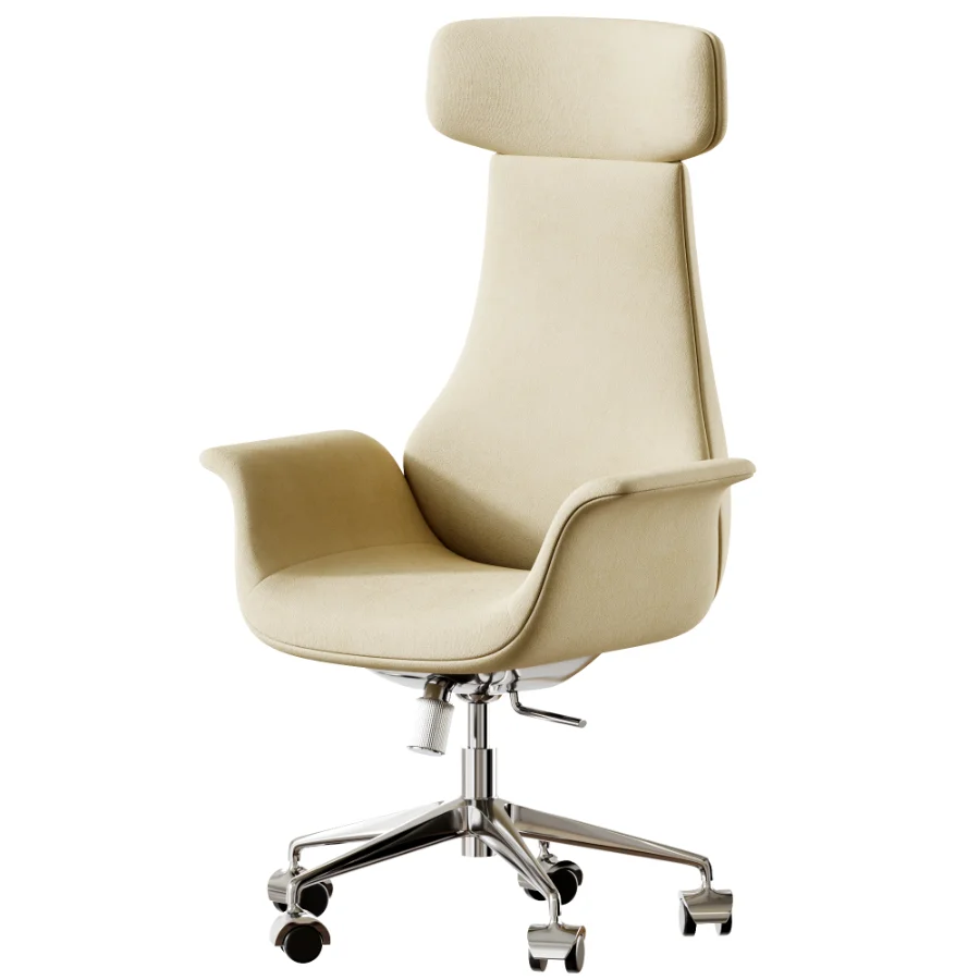 Height Brown Leather Office Chair - Image 2