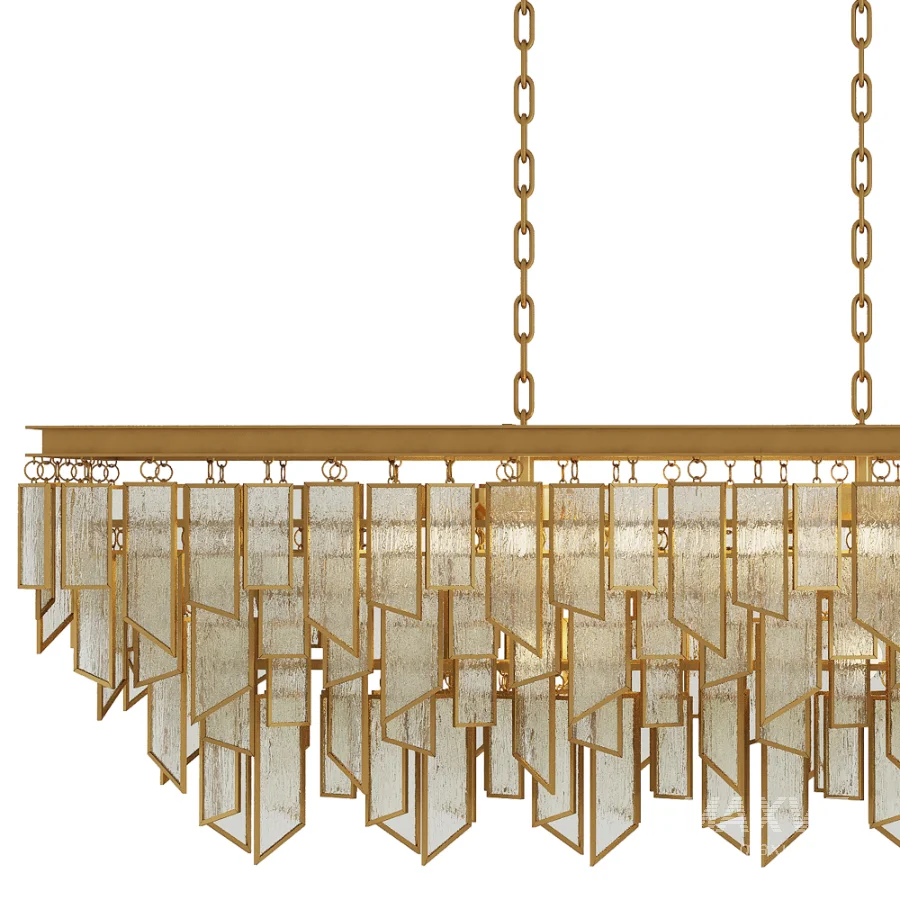 Matte Gold Glass Fringe Chandelier - Image 5
