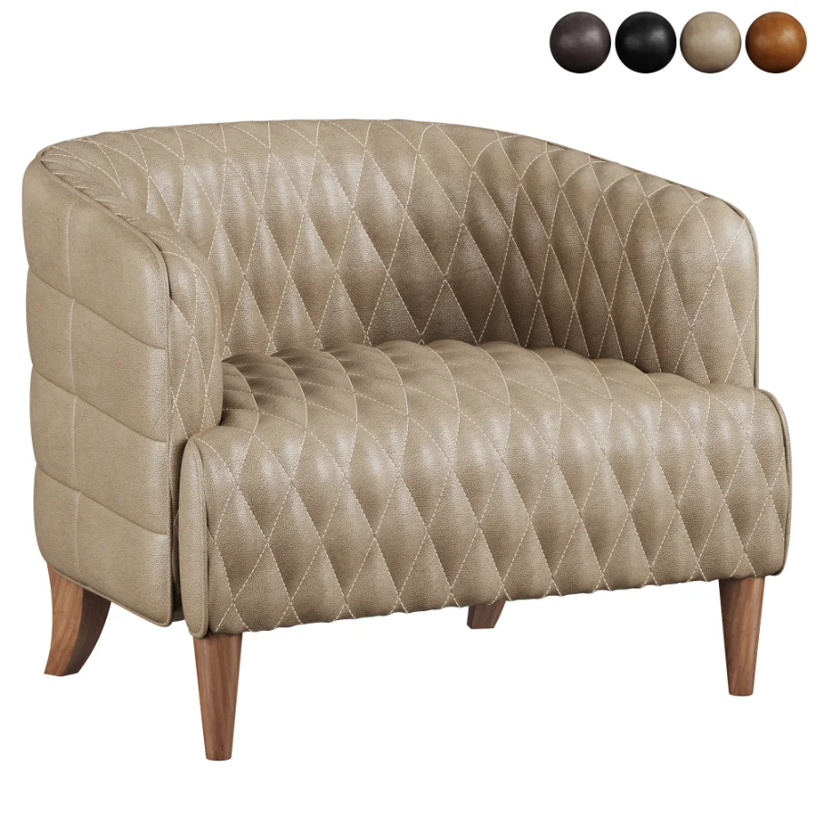 Magdelan brown tufted leather armchair - Image 4