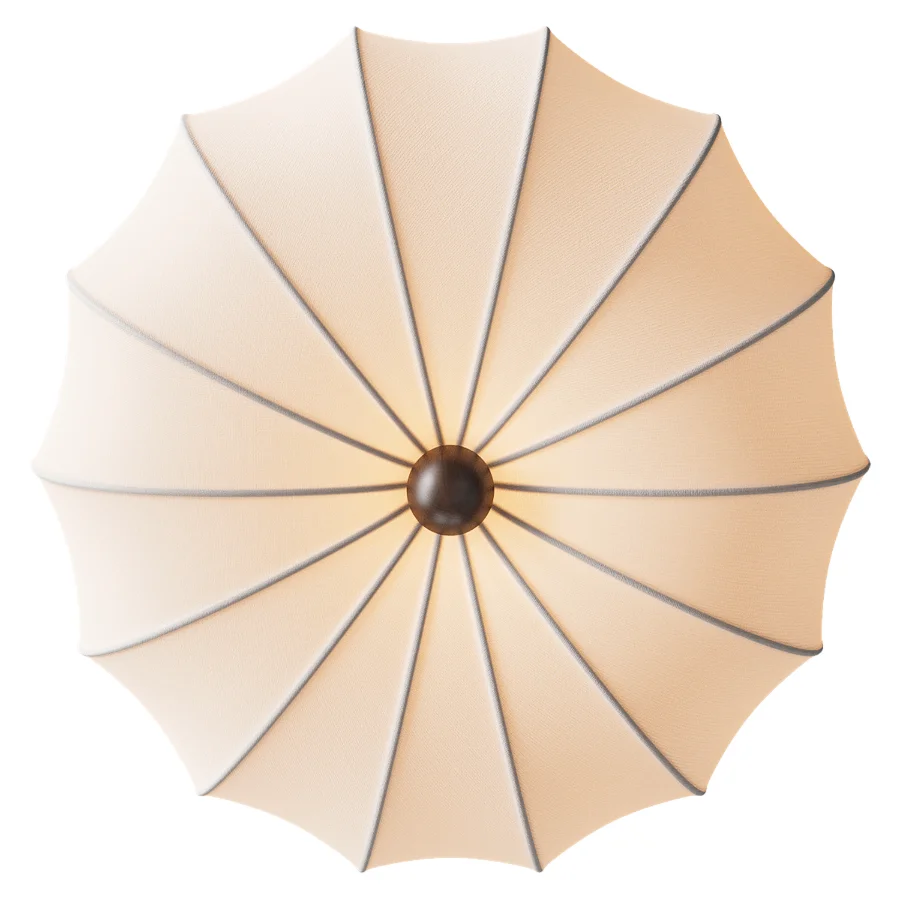 Japanese Vintage Fabric Curved Ceiling Light - Image 4