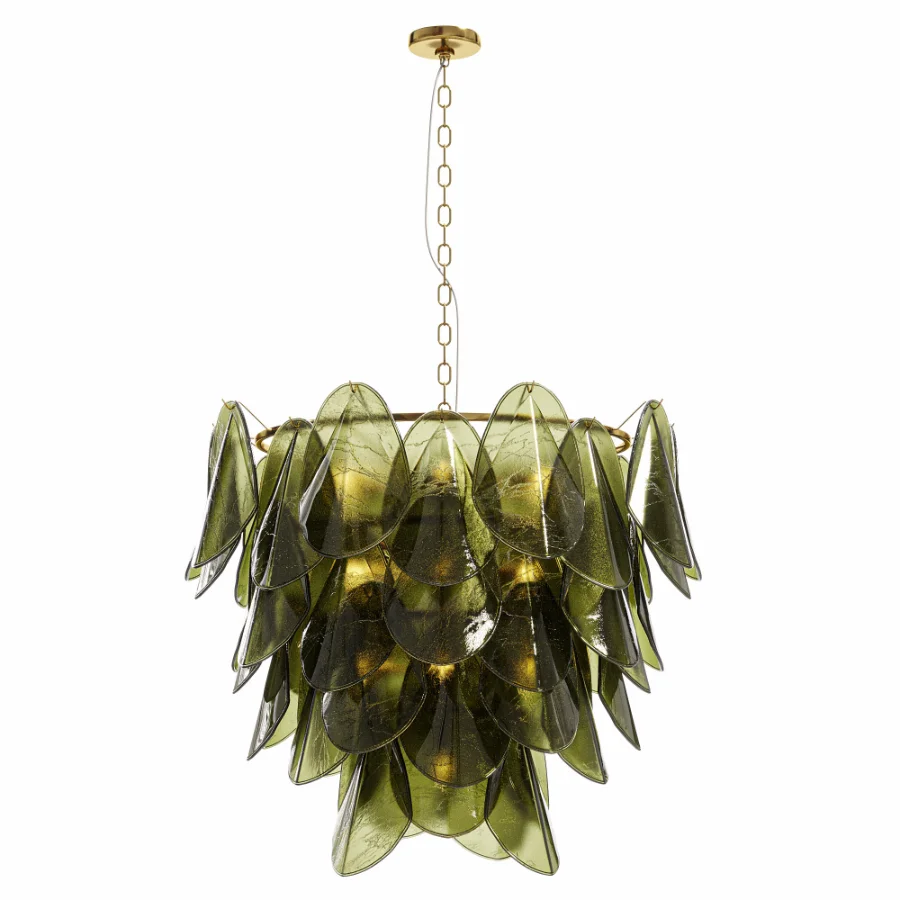 Magnolia Smoke White Glass Chandelier - Image 1