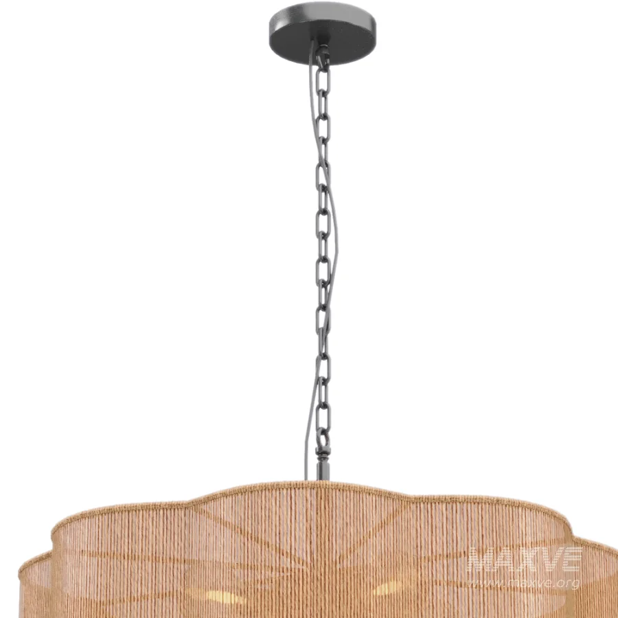 Light Scalloped Rope Drum Chandelier - Image 3