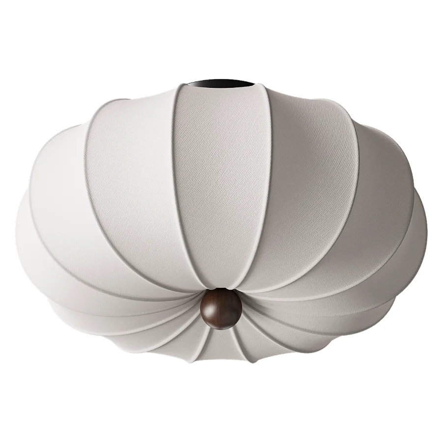 Japanese Vintage Fabric Curved Ceiling Light - Image 2