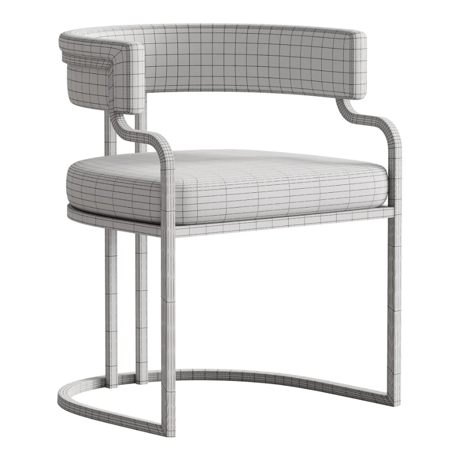 Faux Leather Dining Chairs Glam Style Open Back Armless Chair - Image 7