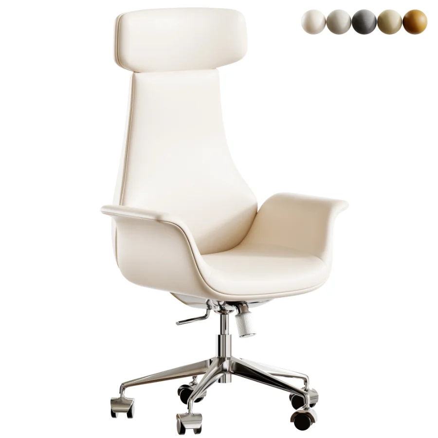 Height Brown Leather Office Chair - Image 1