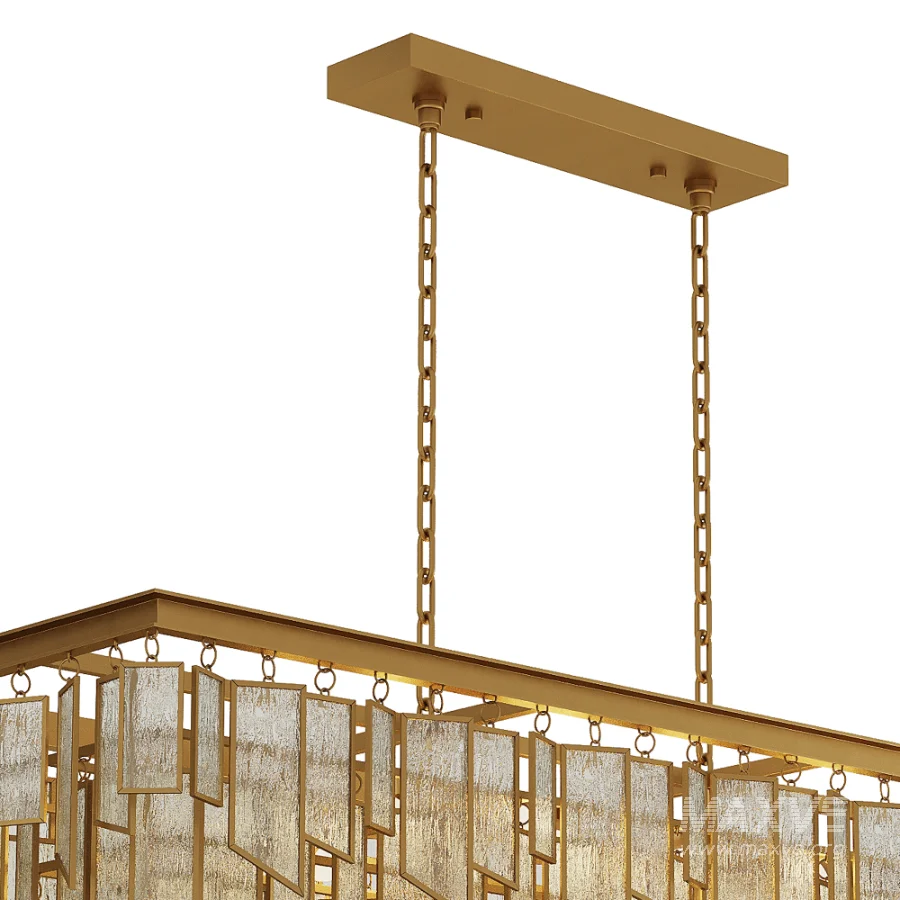 Matte Gold Glass Fringe Chandelier - Image 4