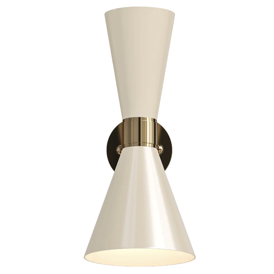 Cairo Mid Century Double Cone Brass Wall Light - Image 1