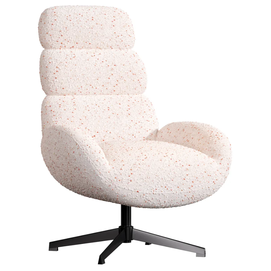 Kessen Velour Cream Swivel Chair - Image 5