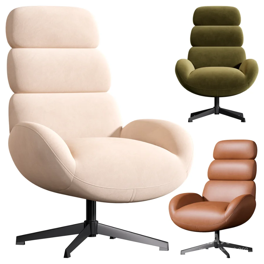 Kessen Velour Cream Swivel Chair - Image 1