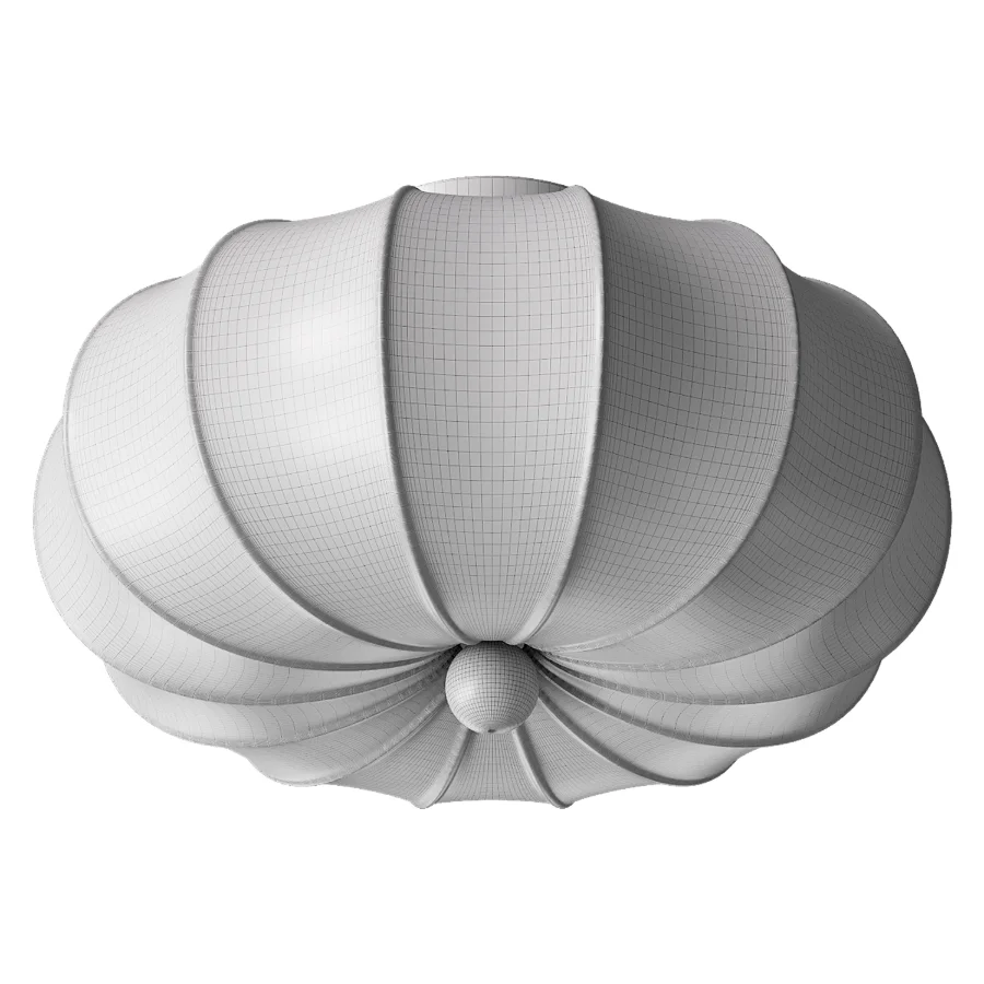 Japanese Vintage Fabric Curved Ceiling Light - Image 3