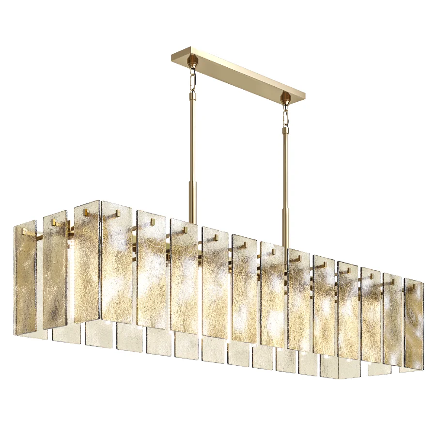 Calamette Modern Glass Rectangular Chandelier - Image 3