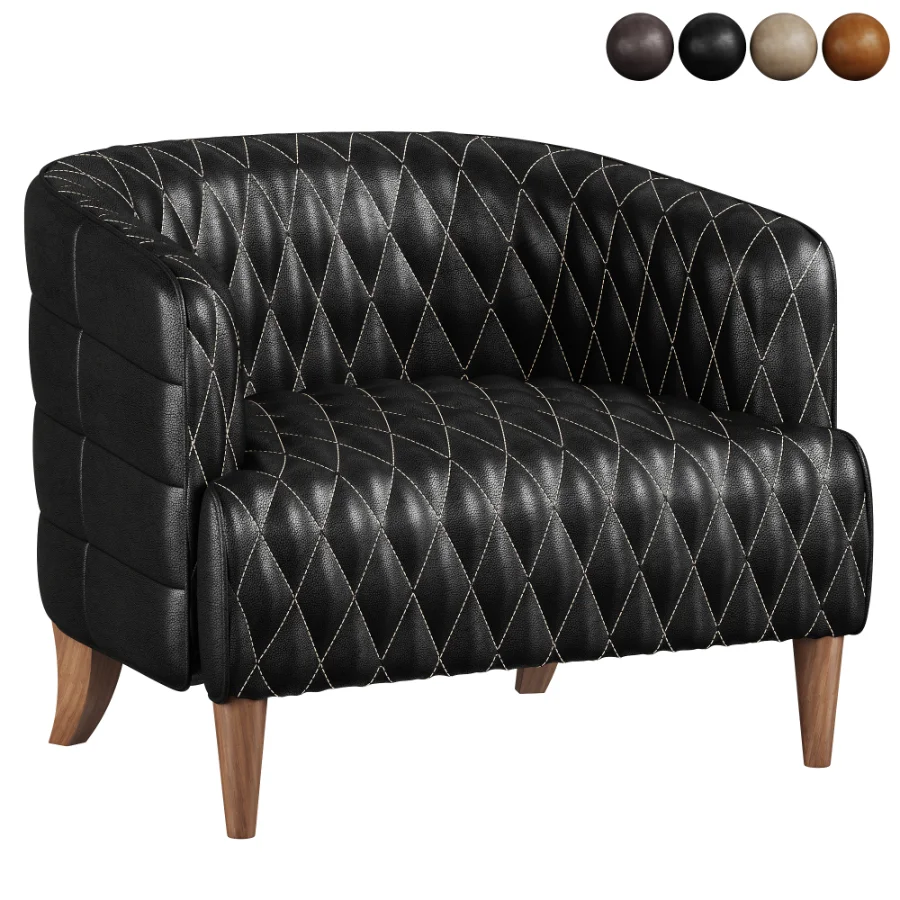 Magdelan brown tufted leather armchair - Image 2
