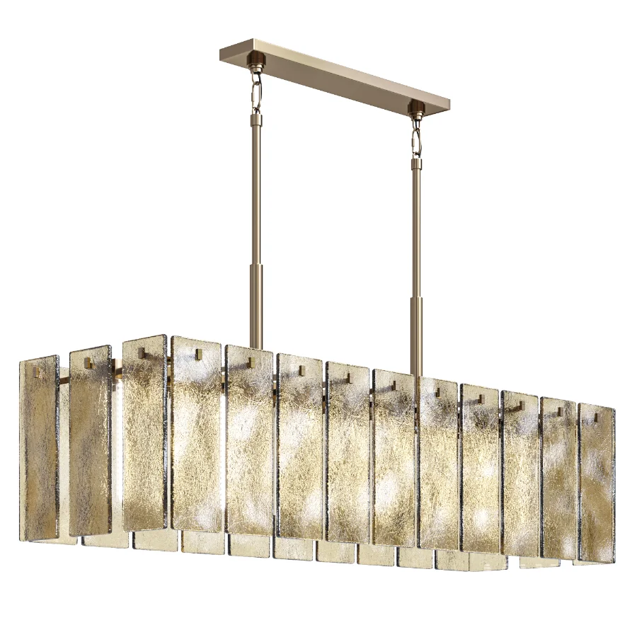 Calamette Modern Glass Rectangular Chandelier - Image 4