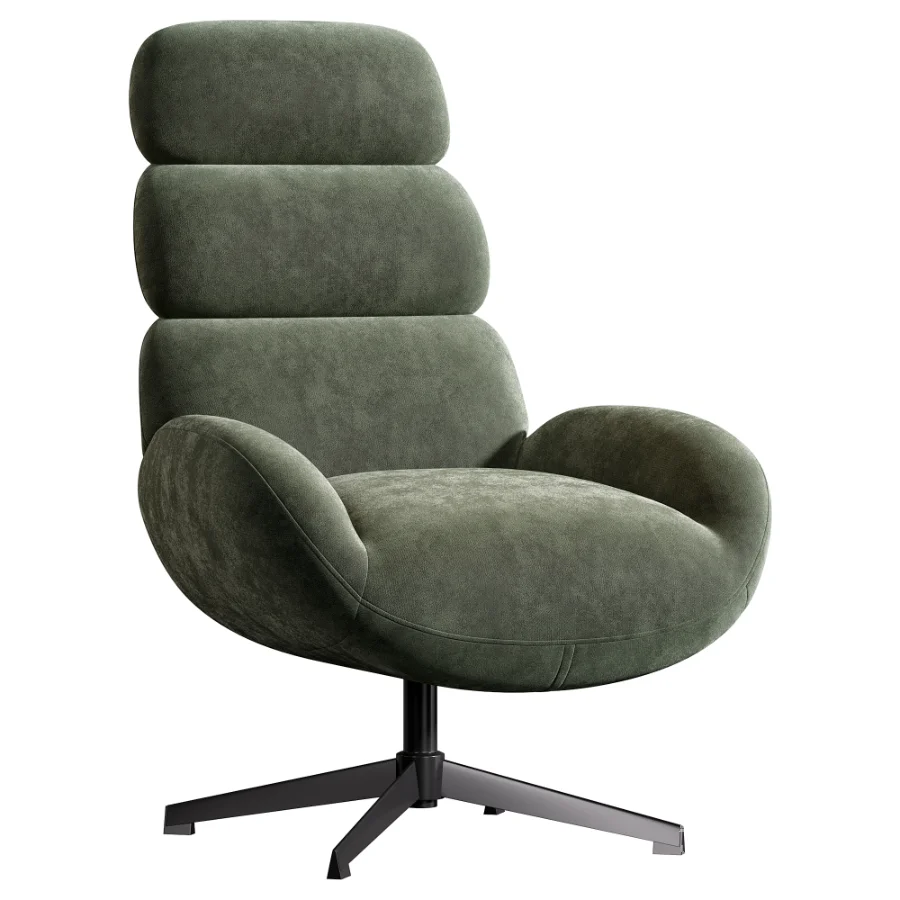 Kessen Velour Cream Swivel Chair - Image 6