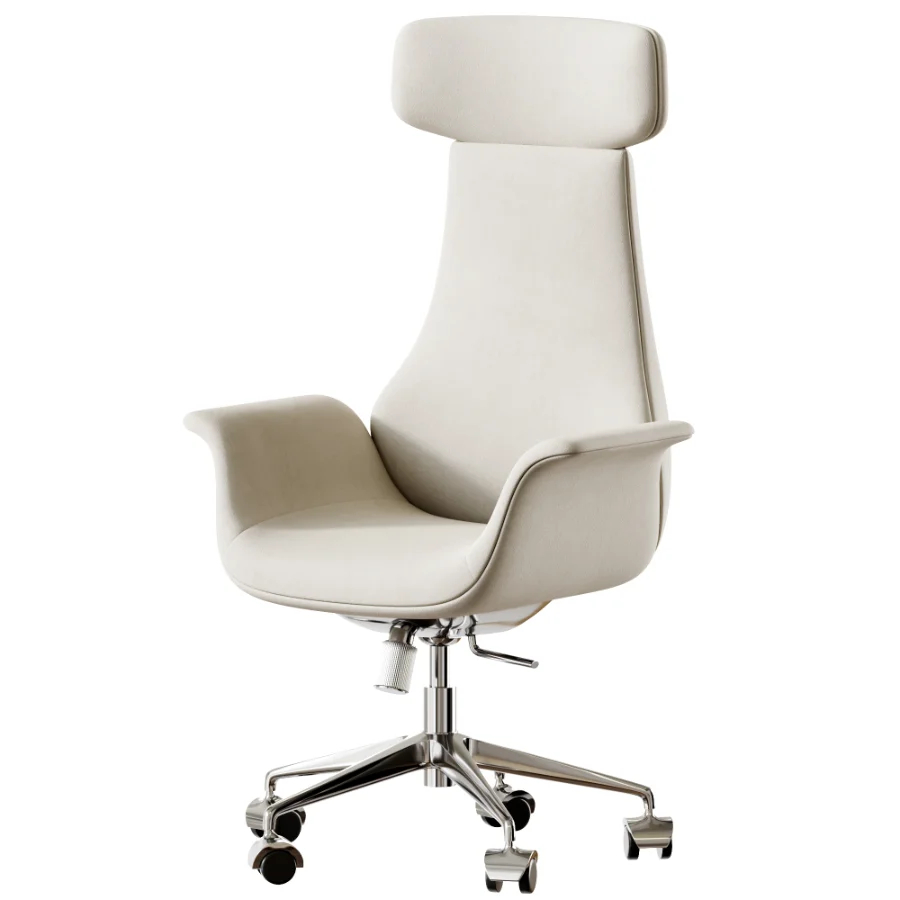 Height Brown Leather Office Chair - Image 3
