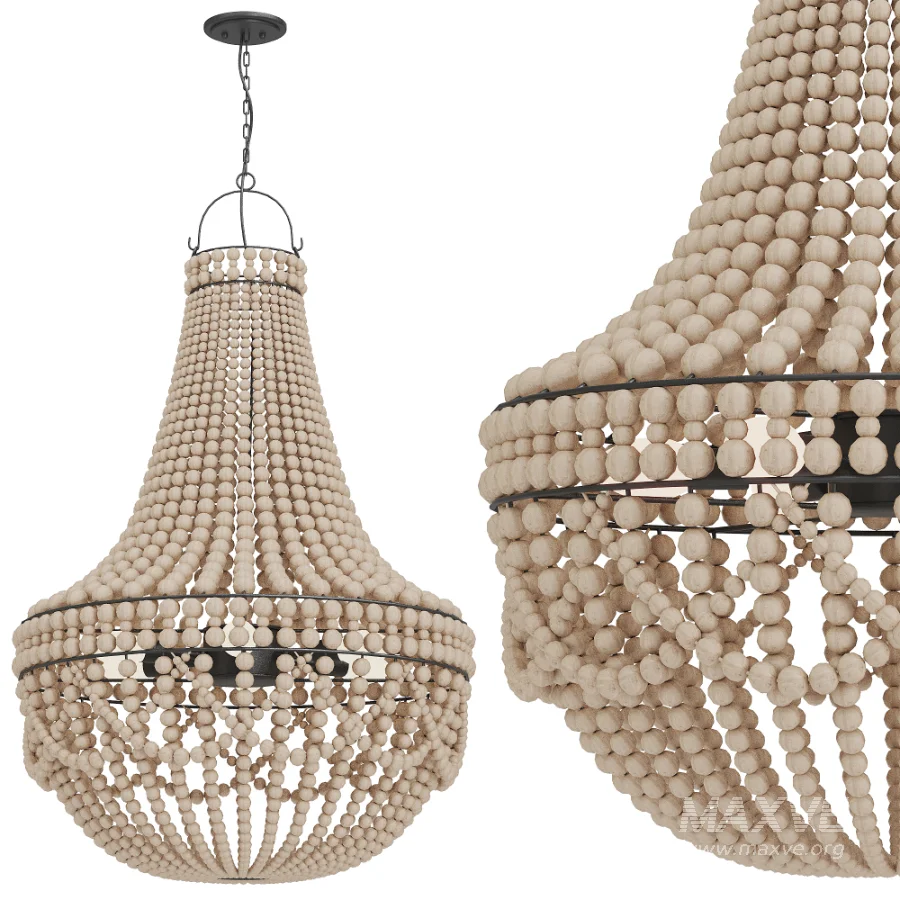 Wood Beaded Chandelier - Image 5