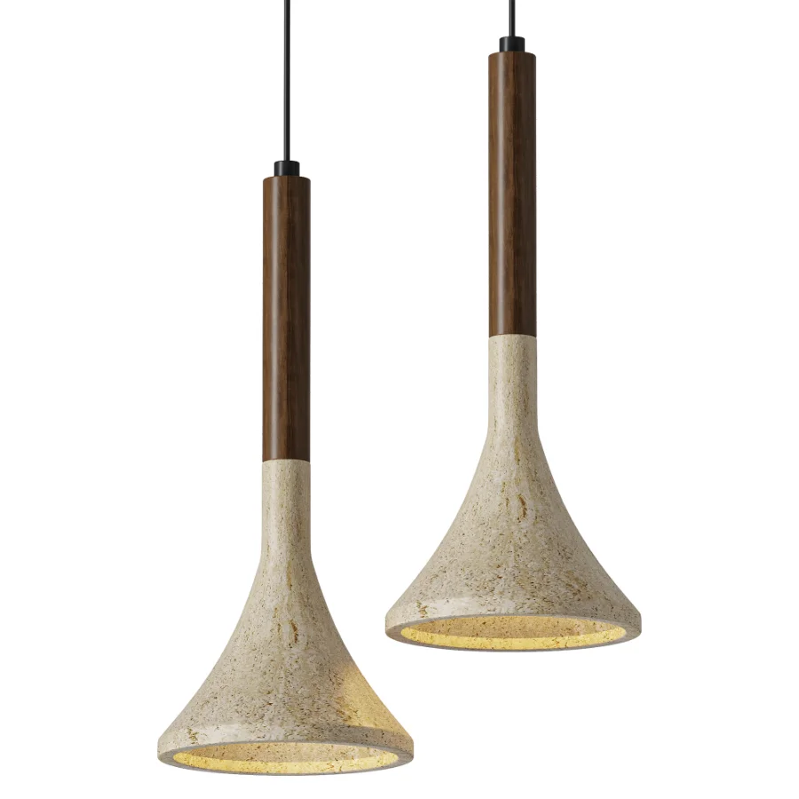 Aplomb Japandi Travertine Pendant Lamp - Image 1