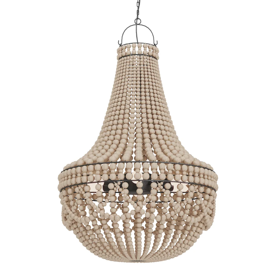 Wood Beaded Chandelier - Image 1