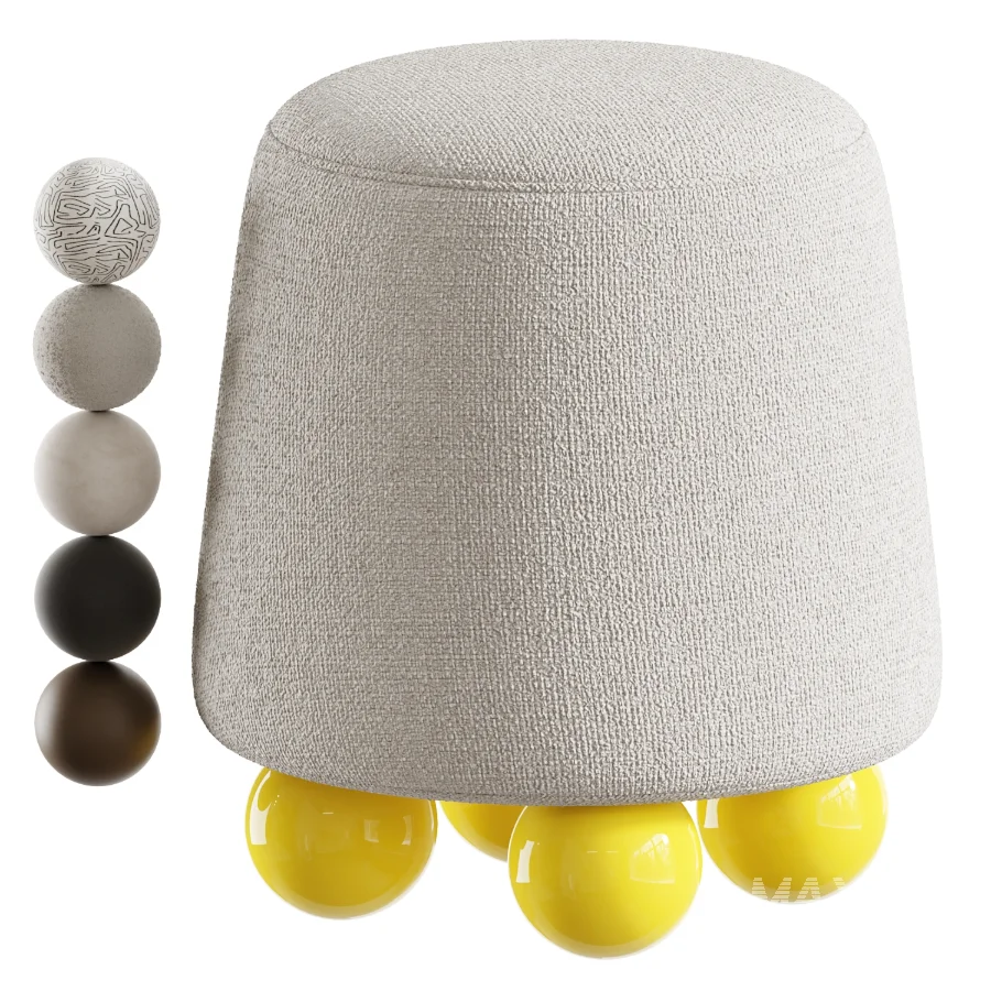 Wakonda Pouf with Yellow Round Legs - Image 4
