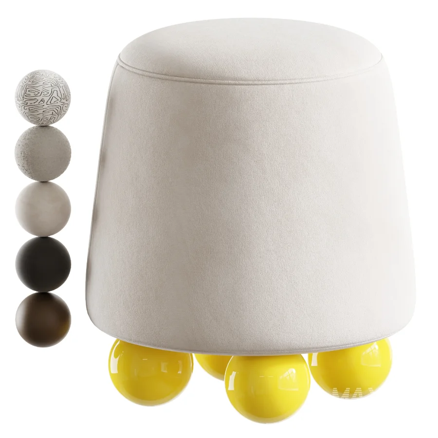 Wakonda Pouf with Yellow Round Legs - Image 2