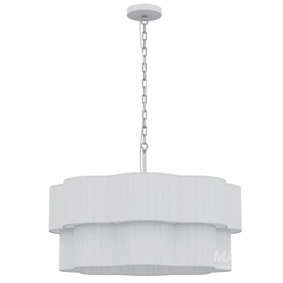 Light Scalloped Rope Drum Chandelier - Image 2