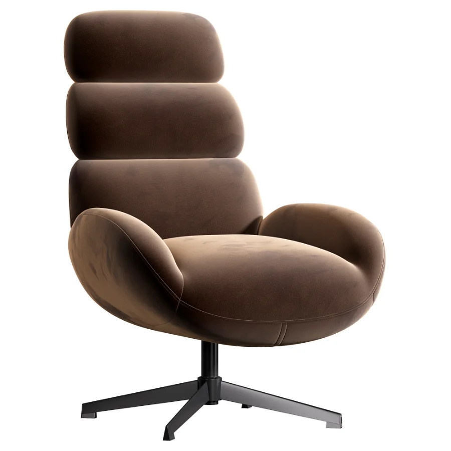 Kessen Velour Cream Swivel Chair - Image 4