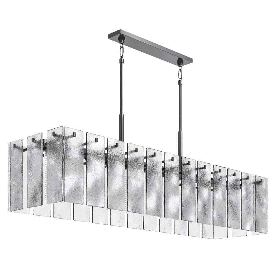 Calamette Modern Glass Rectangular Chandelier - Image 2