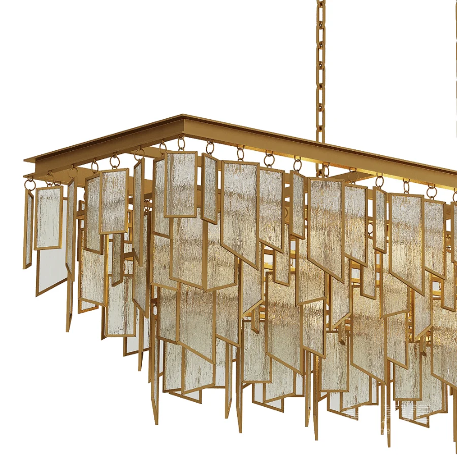 Matte Gold Glass Fringe Chandelier - Image 6