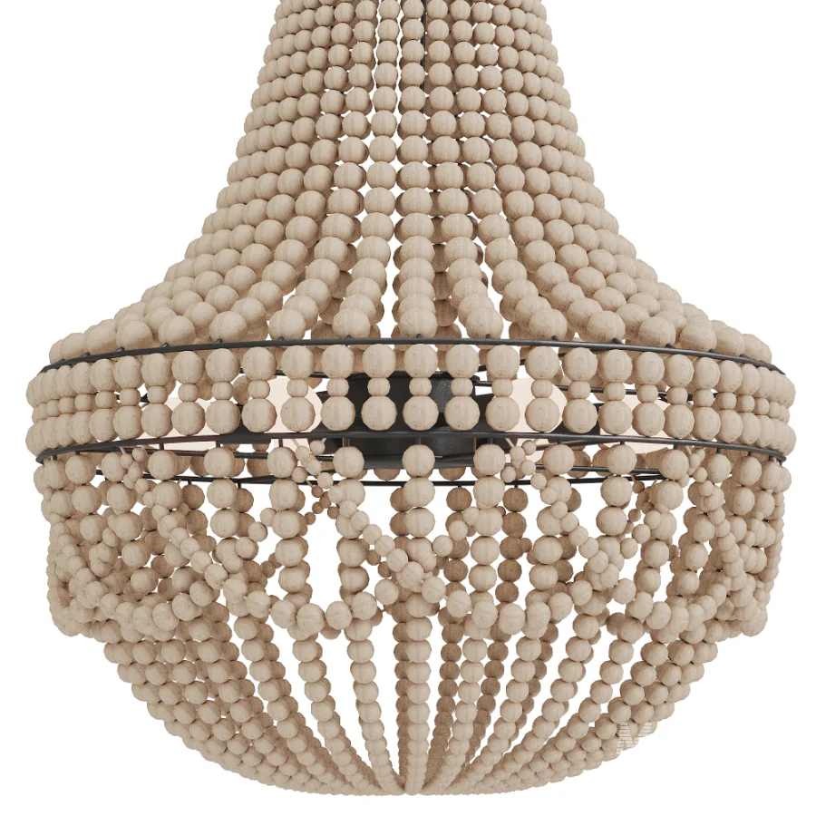 Wood Beaded Chandelier - Image 4