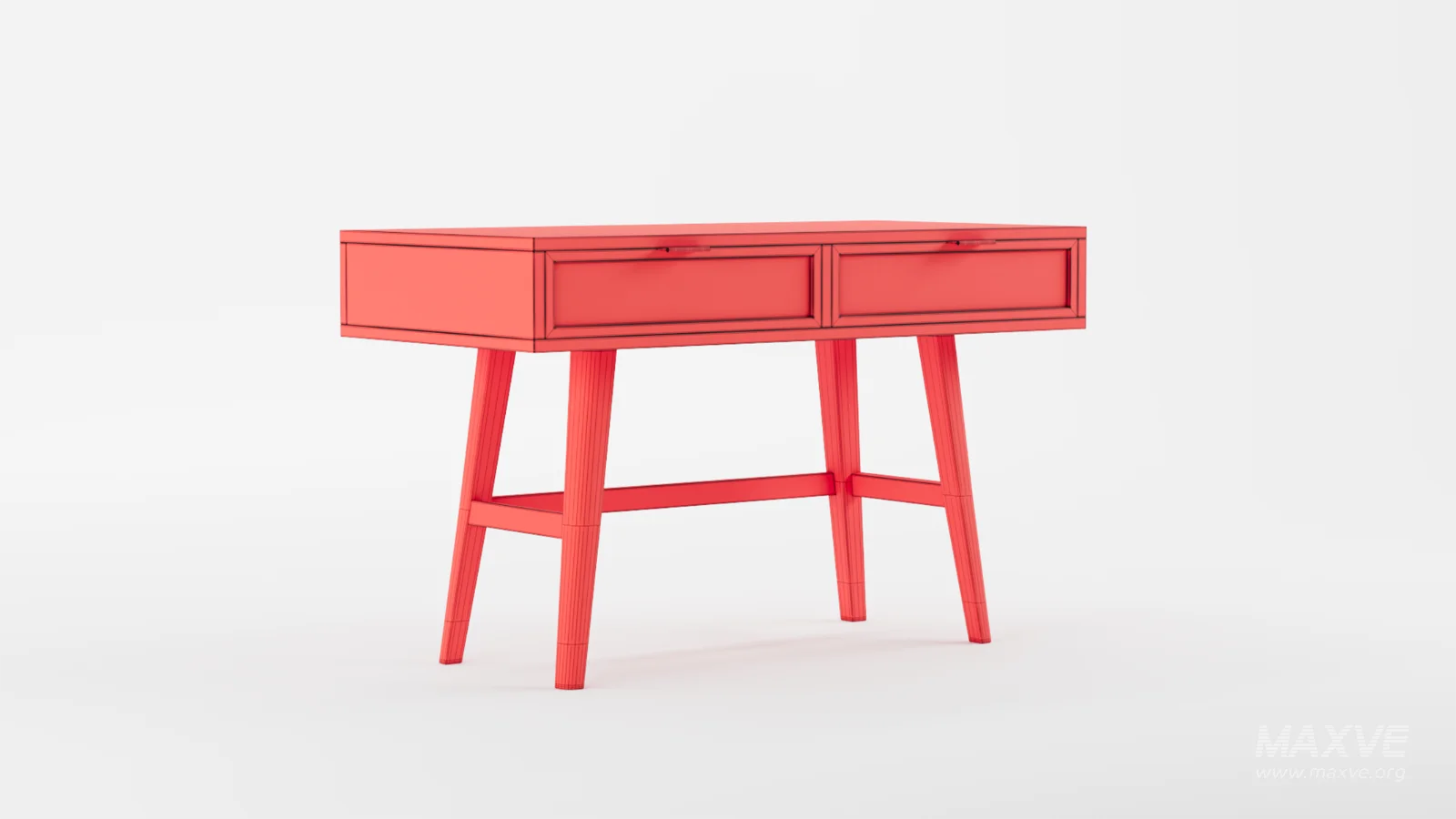 Two Drawer Cane Desk in Brown Wood - Image 8
