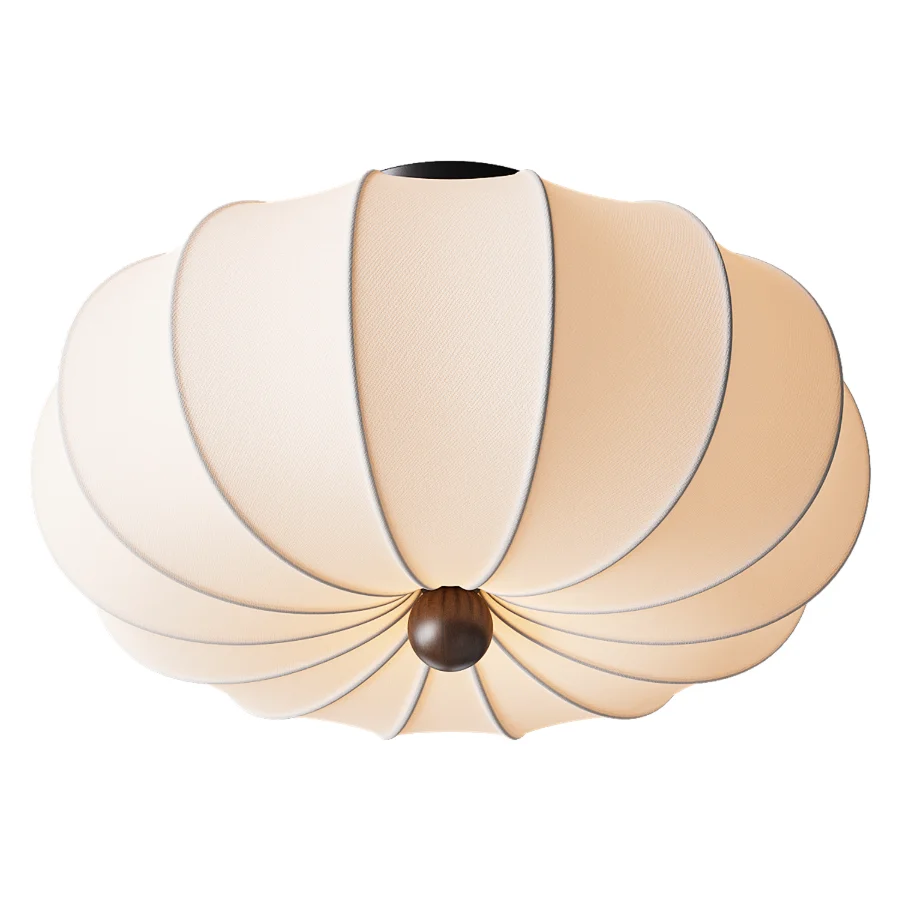 Japanese Vintage Fabric Curved Ceiling Light - Image 1