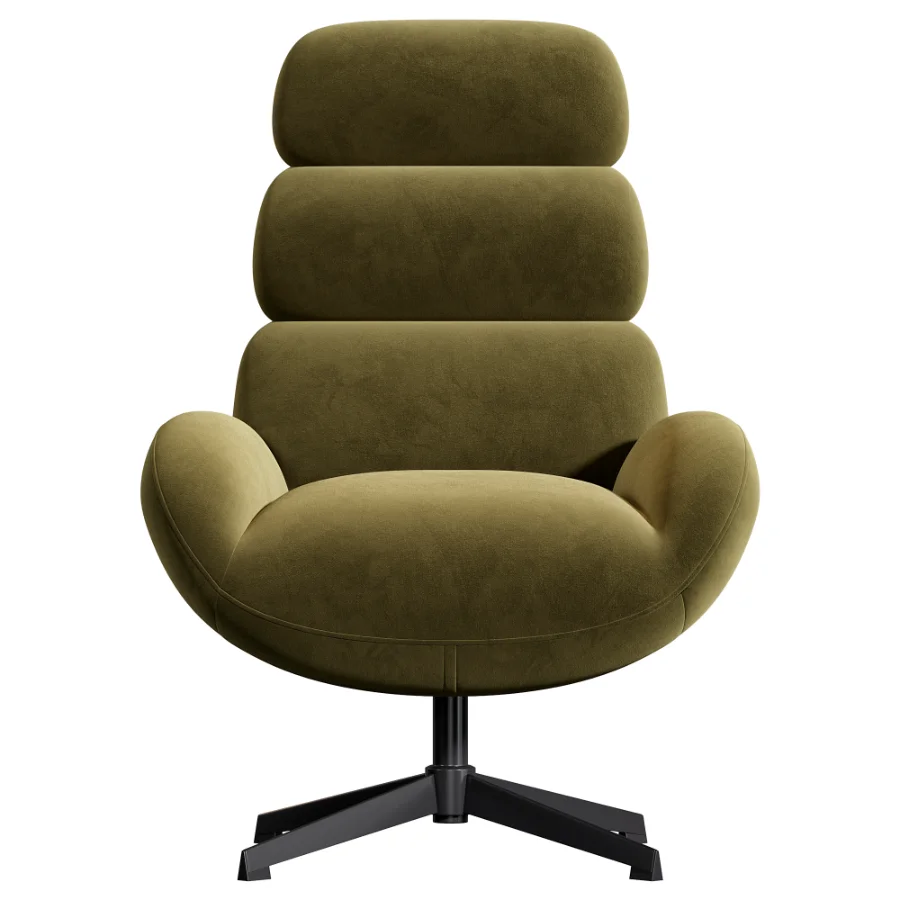 Kessen Velour Cream Swivel Chair - Image 2
