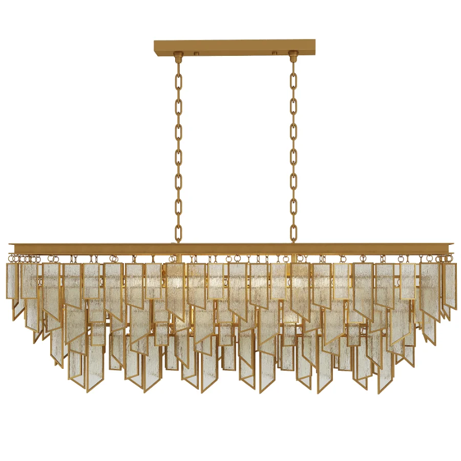 Matte Gold Glass Fringe Chandelier - Image 2