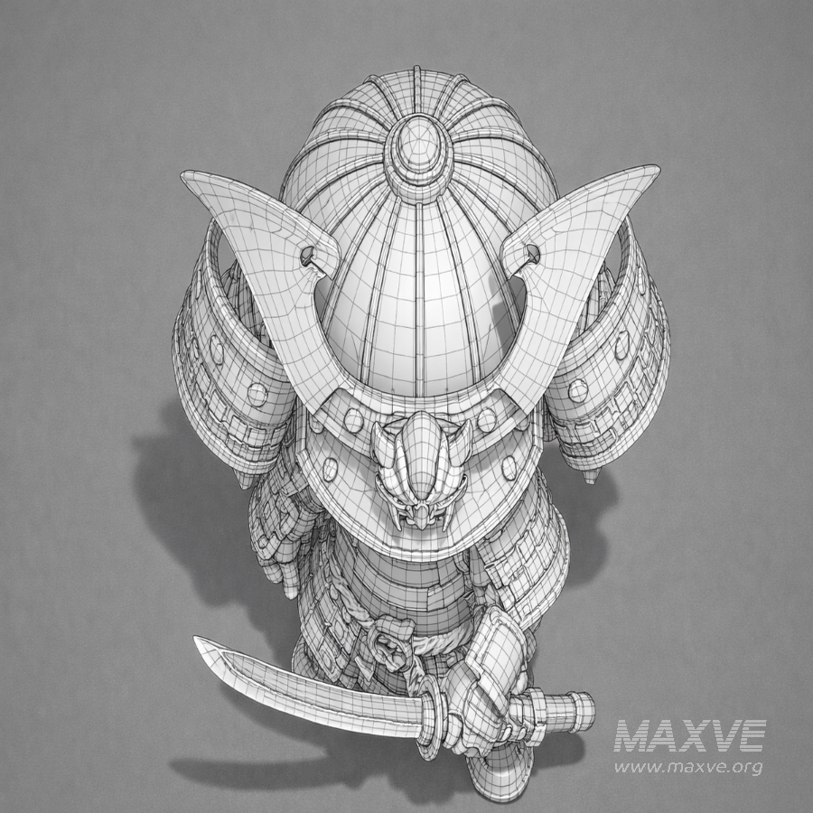 Chibi Samurai Warrior – Stylized Japanese Armor - Image 11